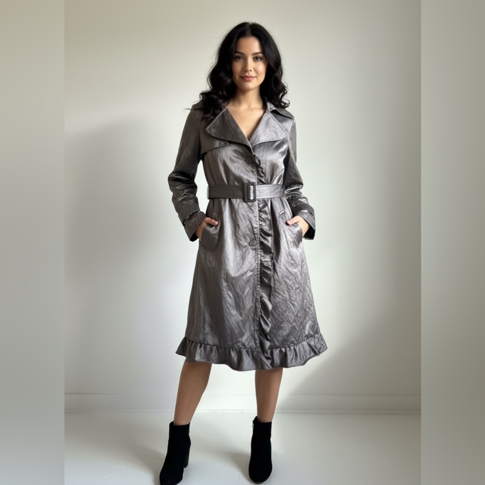 DKNY Gray Trench Coat, size S